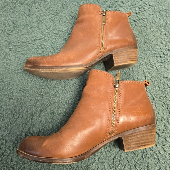 Lucky Brand Women's 8M Basel Booties Toffee Brown Leather Side Zip Ankle Boots - Picture 4 of 13